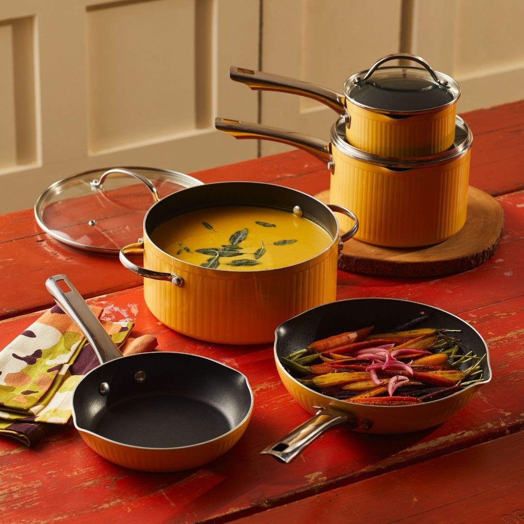 Farberware Style Nonstick 10 Pc Cookware Pots and Pans Set, Yellow