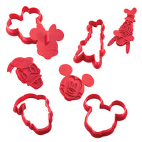 Mickey Mouse-themed cookie cutters, included in the charming Bake with Mickey Mouse 8-Piece Cookie Cutter and Stamp Set, displayed against a white background.