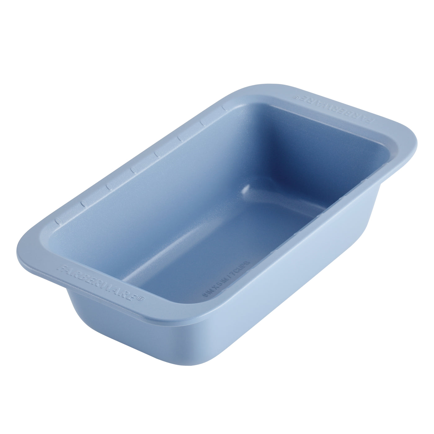 The 9-Inch x 5-Inch Nonstick Loaf Baking Pan, designed in a blue rectangular shape, is made from heavy-duty steel with a smooth nonstick interior surface to ensure easy food release and quick cleanup. It’s also dishwasher safe for added convenience.
