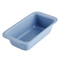 The 9-Inch x 5-Inch Nonstick Loaf Baking Pan, designed in a blue rectangular shape, is made from heavy-duty steel with a smooth nonstick interior surface to ensure easy food release and quick cleanup. It’s also dishwasher safe for added convenience.