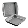 Two gray Disney 9" cake pans with Mickey Mouse patterns inside.