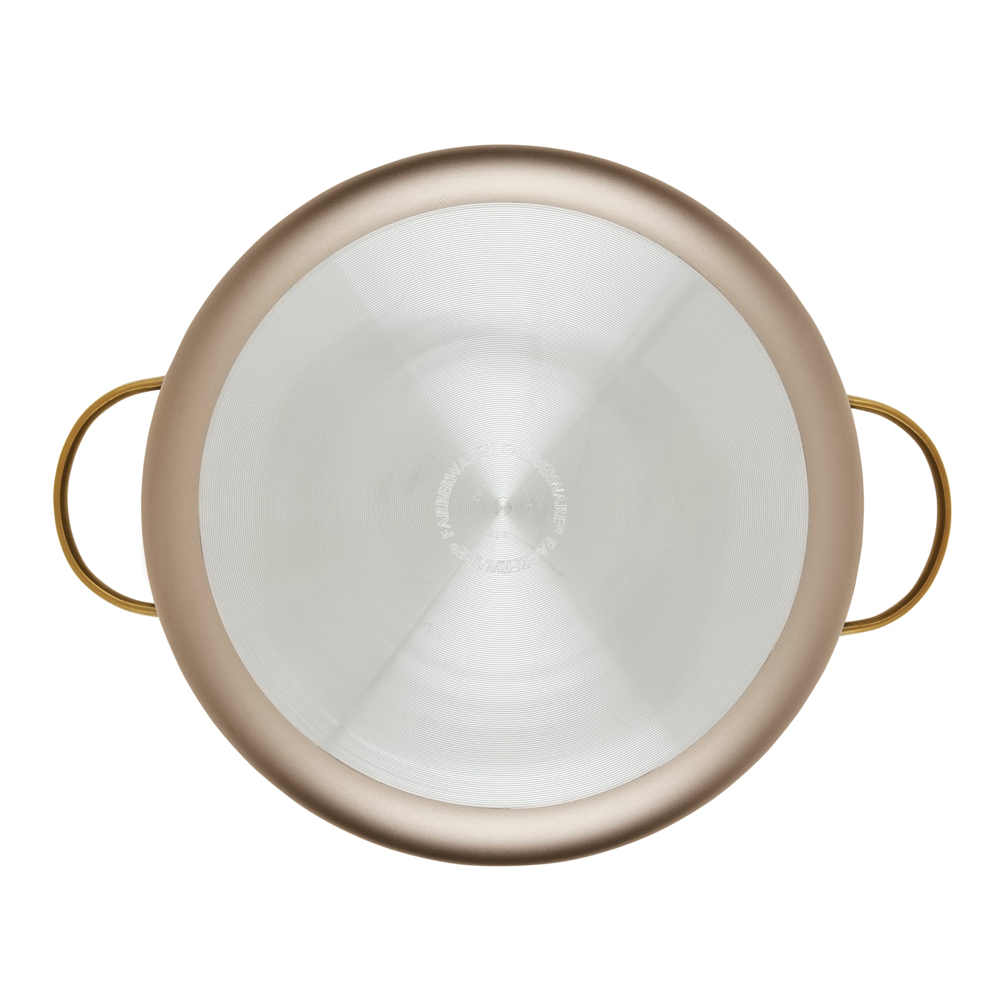 Top view of the Radiant Nonstick 5.5-Quart Dutch Oven With Lid featuring side handles, crafted for even heat distribution.