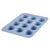Farberware Easy Solutions offers the 12-Cup Nonstick Muffin and Cupcake Pan in blue, featuring twelve nonstick cup molds made from durable heavy-duty steel for enduring performance and convenience.