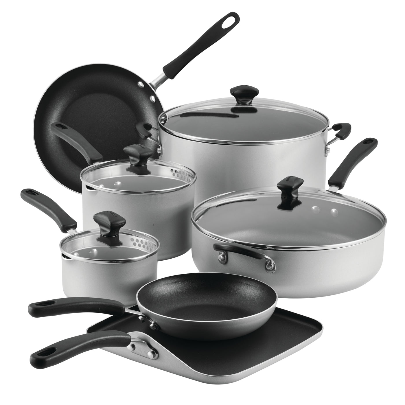 Explore the 11-Piece Nonstick Cookware Set by Farberware, which includes pots and pans with lids designed with DiamondMax Nonstick technology for easy cooking and cleaning.