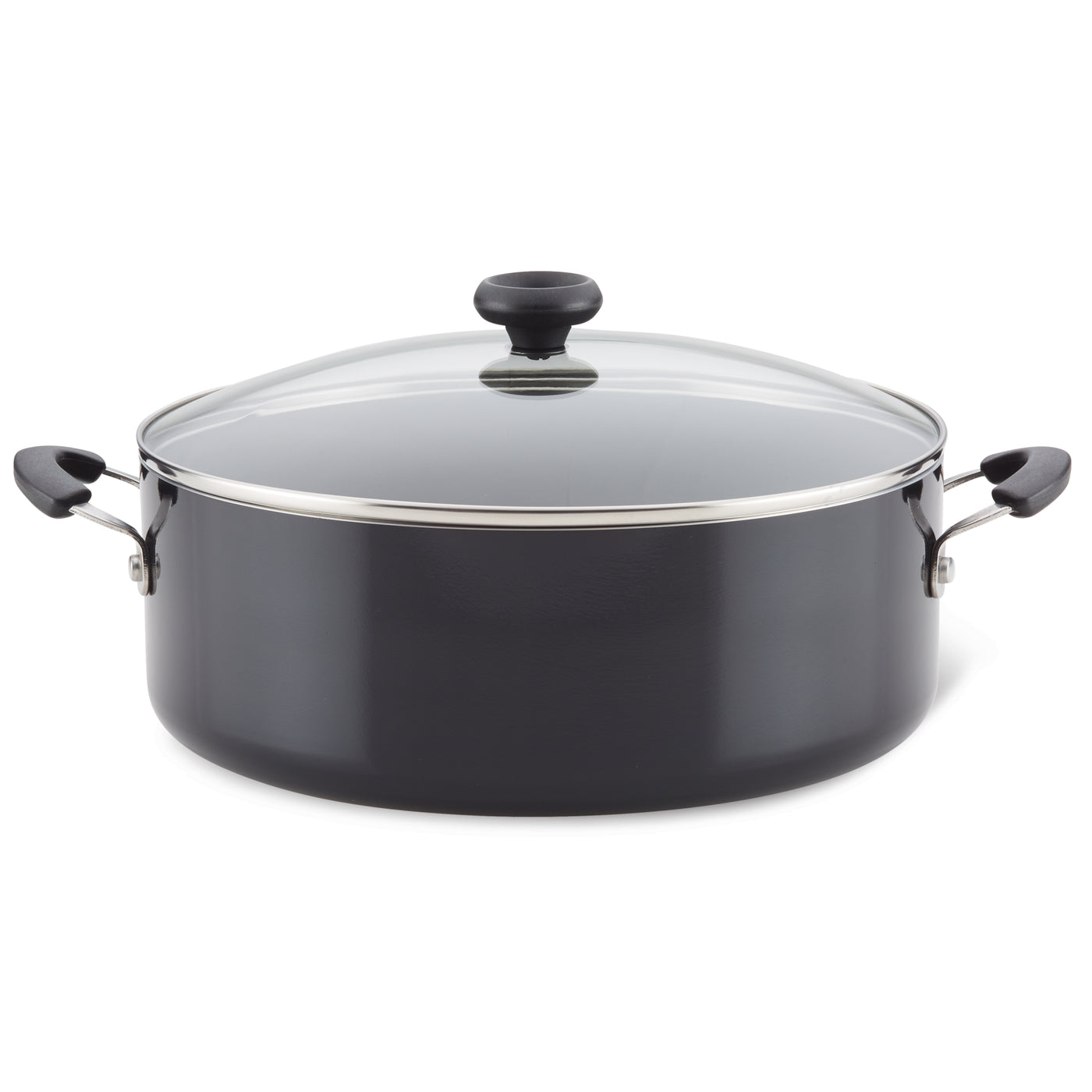 8-Quart Nonstick Stockpot with a glass lid and two side handles, perfect for simmering your favorite soups.