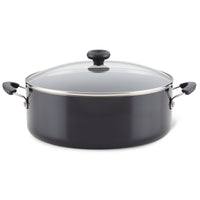 8-Quart Nonstick Stockpot with a glass lid and two side handles, perfect for simmering your favorite soups.