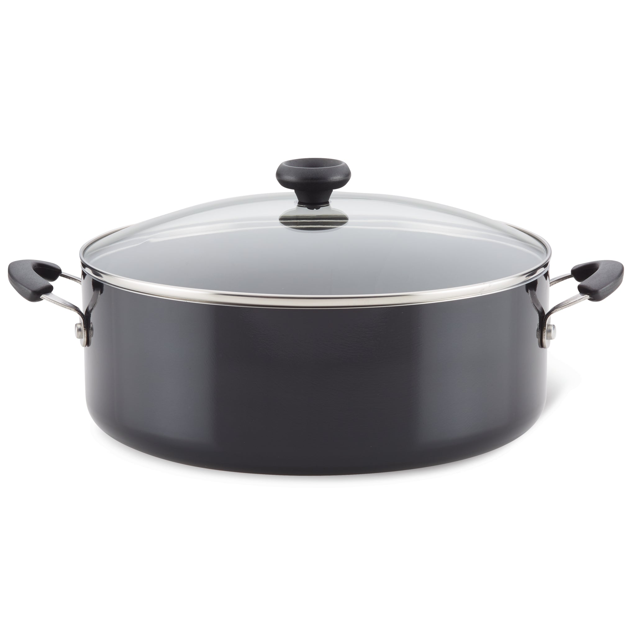 8-Quart Nonstick Stockpot with a glass lid and two side handles, perfect for simmering your favorite soups.