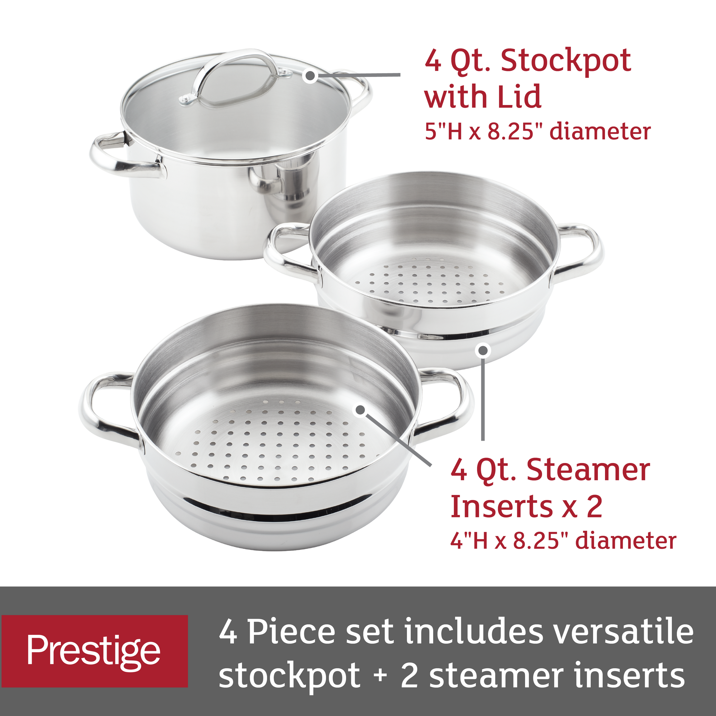 Experience culinary versatility with the 6-Quart Nonstick Jumbo Cooker with Lid and Helper Handle. This set includes a stockpot with lid and two steamer inserts, ideal for crafting one-pot meals. Its DiamondMax™ nonstick coating guarantees effortless cooking and cleanup, offering the same convenience as a jumbo cooker.