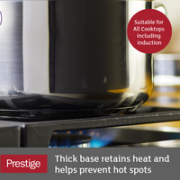 The 6-Quart Nonstick Jumbo Cooker with Lid and Helper Handle on the stove is perfect for crafting delicious one-pot meals, suitable for all cooktops.