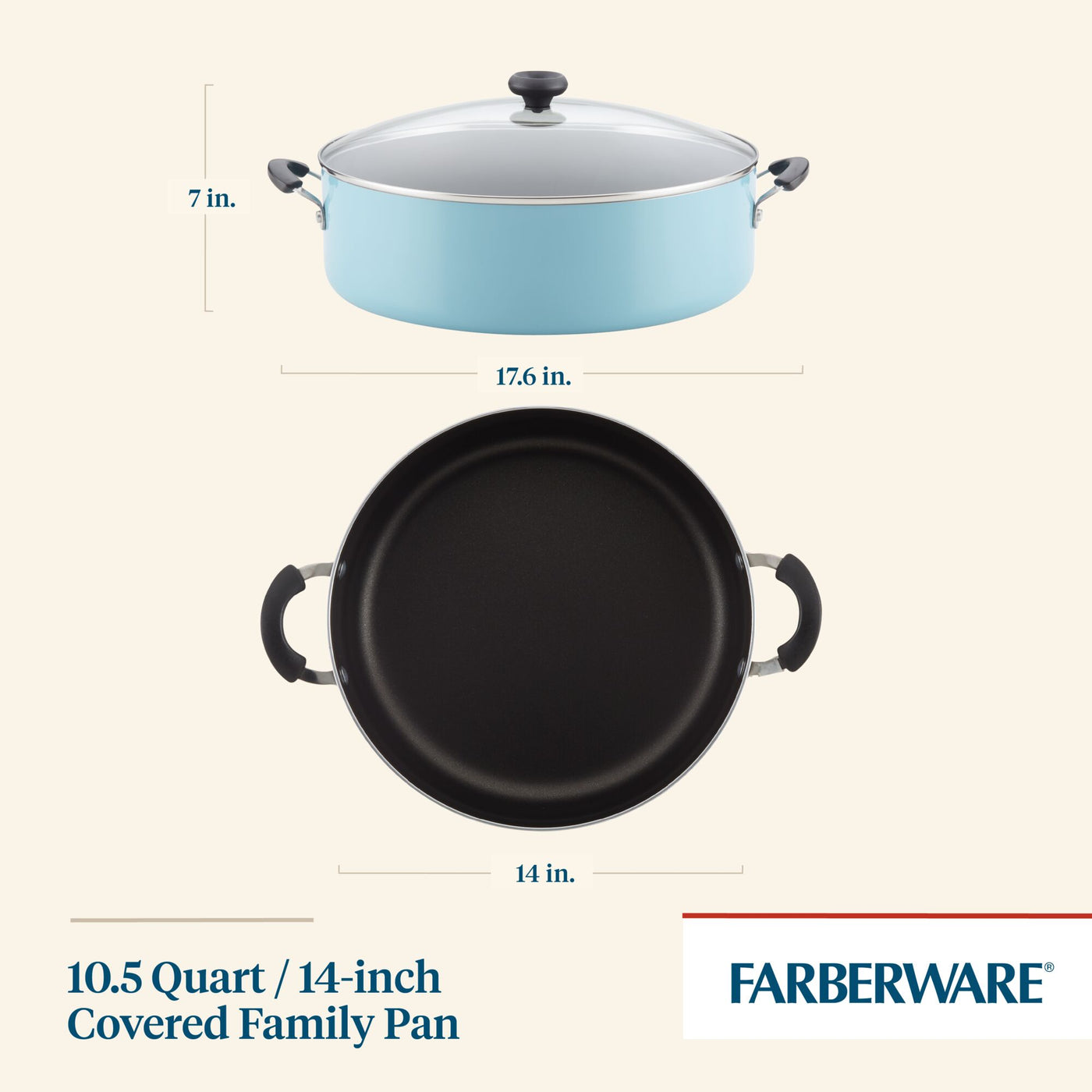 The 14-Inch Nonstick Family Pan is perfect for crafting generous family recipes. With its lid and handle design, this pan ensures easy handling and cleanup, making it ideal for preparing large portions everyone can enjoy.