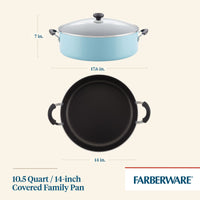 The 14-Inch Nonstick Family Pan is perfect for crafting generous family recipes. With its lid and handle design, this pan ensures easy handling and cleanup, making it ideal for preparing large portions everyone can enjoy.