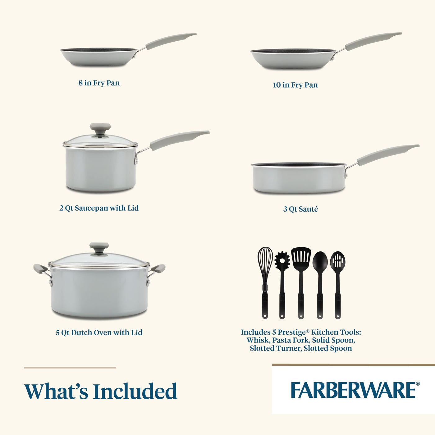 Experience unparalleled ease with our 12-Piece Nonstick Cookware Set, which includes frying pans, saucepans, a Dutch oven, and essential kitchen tools. This collection guarantees a seamless cooking experience every time.