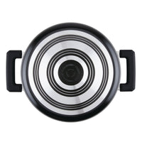 Top view of the Farberware Cookstart 6-Quart Nonstick Straining Saucepot lid with two black handles, perfect for your cooking needs.