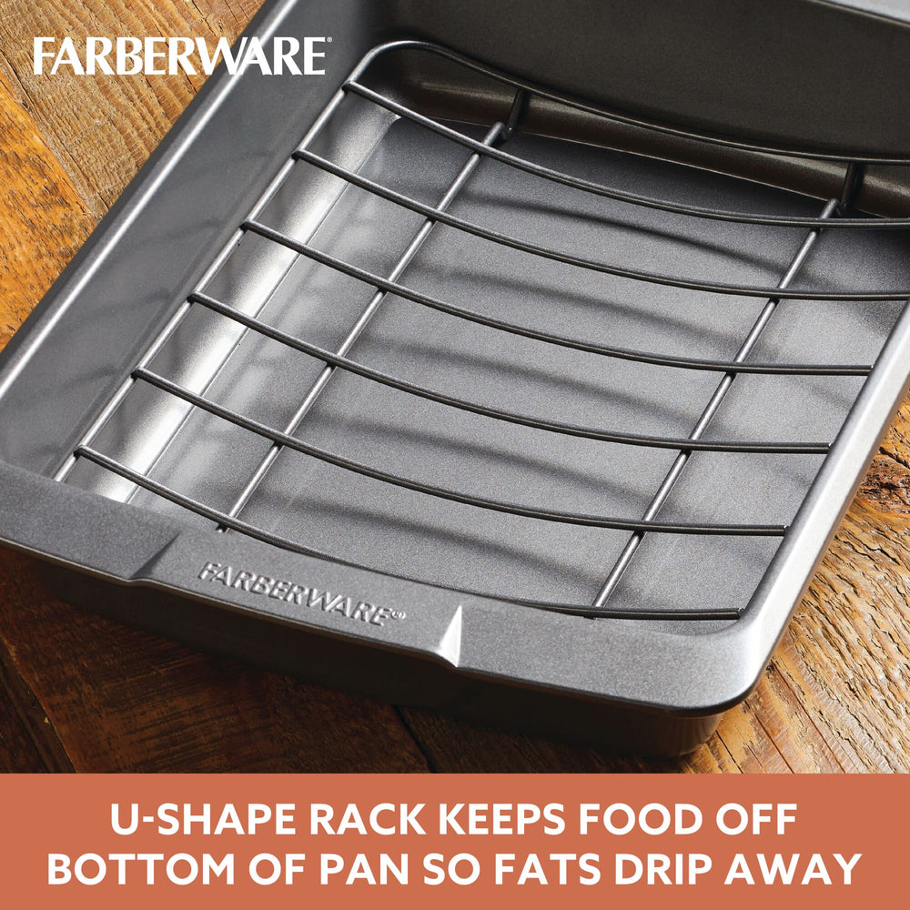 Farberware Bakeware Nonstick Roaster with U-Rack - Gray