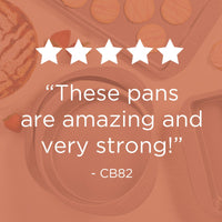 A five-star review commends the 4-Piece Nonstick Cookie Pan and Cake Pan Set for its exceptional strength and reliability. Featuring nonstick surfaces and being perfectly oven safe, this set makes every baking experience enjoyable, guaranteeing flawless results each time you bake!