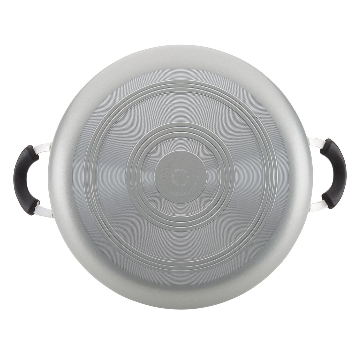 Featuring a silver lid with black handles, the 10.5-Quart Nonstick Stockpot is perfect for family-sized portions and is conveniently dishwasher safe when viewed from above.