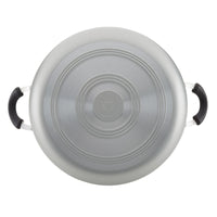 Featuring a silver lid with black handles, the 10.5-Quart Nonstick Stockpot is perfect for family-sized portions and is conveniently dishwasher safe when viewed from above.