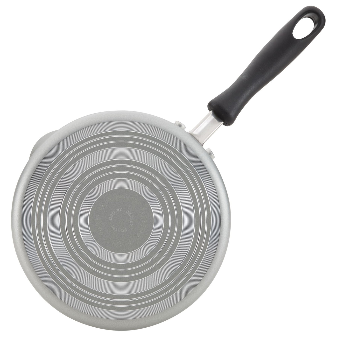 A saucepan equipped with a circular pattern on its underside and a black handle, enhanced with DiamondMax nonstick technology for effortless cooking.