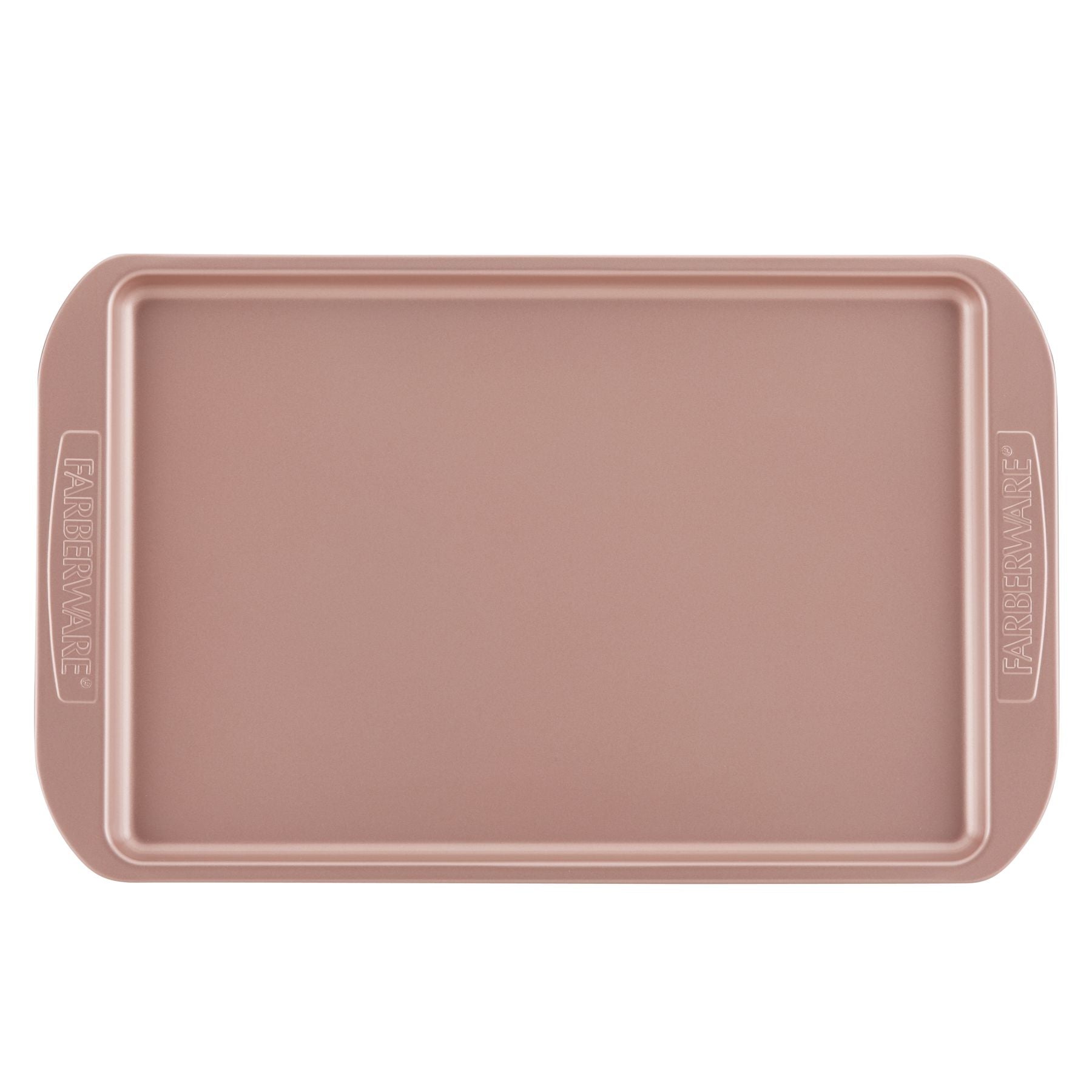 The Cookie Pan is a rectangular baking sheet featuring handles on both sides and a nonstick surface, making it perfect for baking cookies and ensuring easy cleanup.