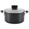 The 6-Quart Nonstick Stockpot with Lid from Farberware's Smart Control line boasts a DiamondMax nonstick surface for added durability, and it includes a glass lid and side handles for convenient use.