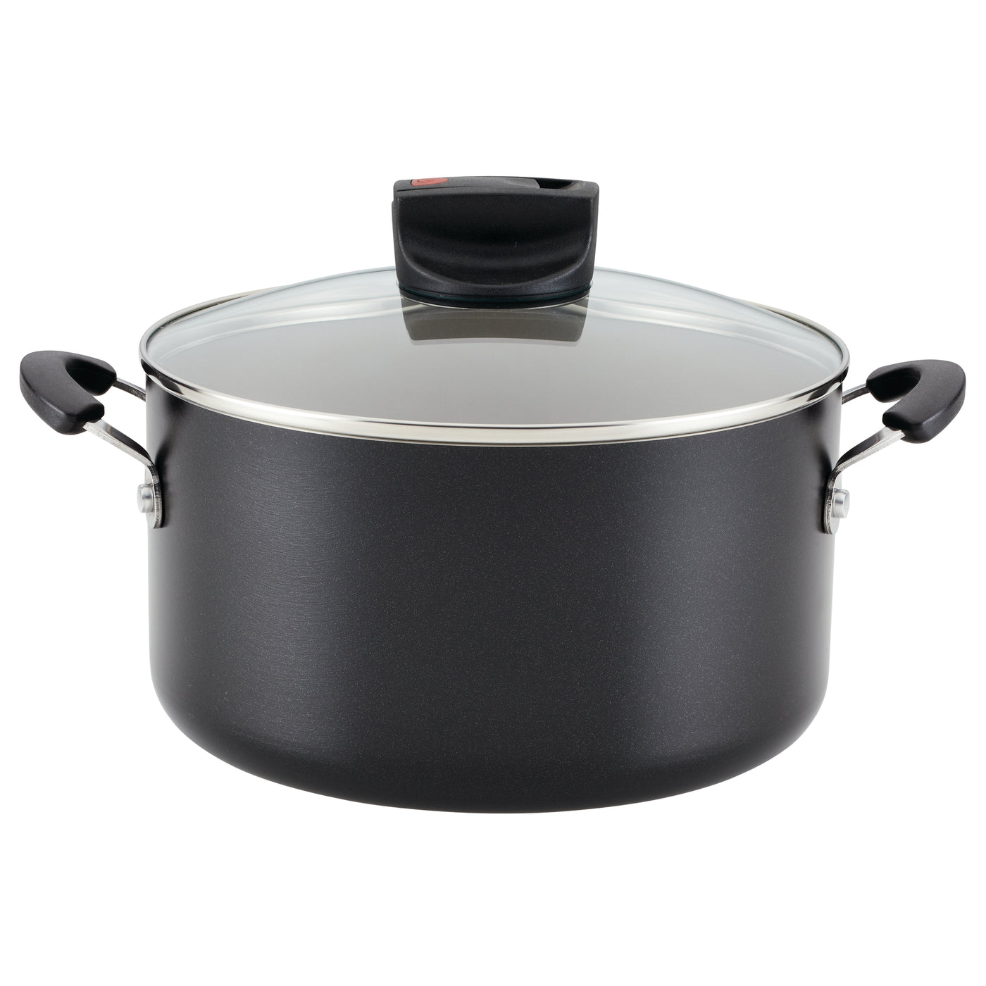 The 6-Quart Nonstick Stockpot with Lid from Farberware's Smart Control line boasts a DiamondMax nonstick surface for added durability, and it includes a glass lid and side handles for convenient use.