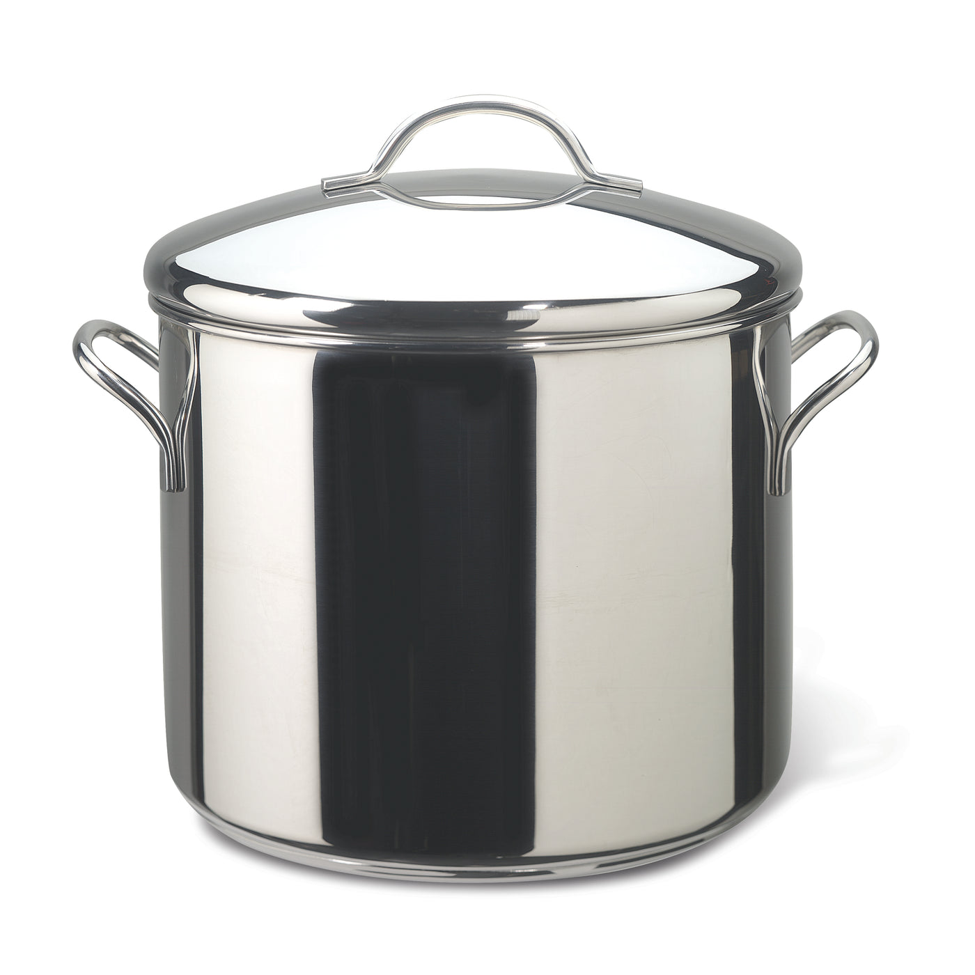 Classic Series Stainless Steel Stockpot With Lid, featuring side handles and renowned for its durability and long-lasting performance.