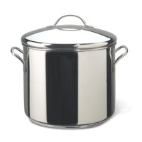 Classic Series Stainless Steel Stockpot With Lid, featuring side handles and renowned for its durability and long-lasting performance.