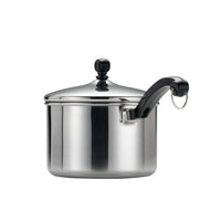 Part of the Classic Series Stainless Steel 15-Piece Cookware Set, this sleek pot with a black handle and lid is an essential addition to your kitchen. Its dishwasher-safe design guarantees easy cleaning after each use.
