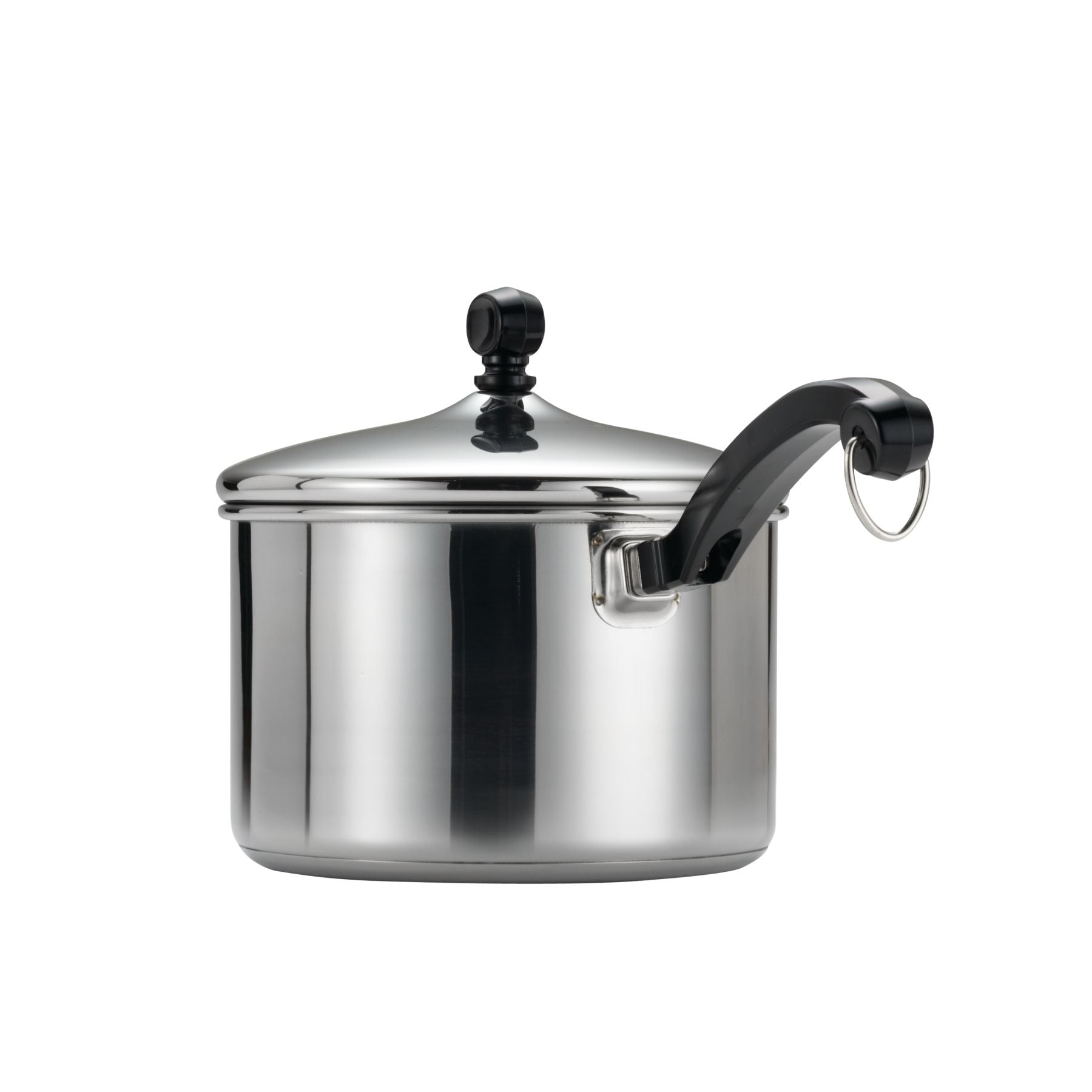 The Classic Series Stainless Steel Saucepan With Straining Lid is a versatile kitchen essential that boasts a stainless steel body and comes equipped with a straining lid for seamless draining. Its black handle provides a comfortable grip, making it perfect for preparing steamed veggies.