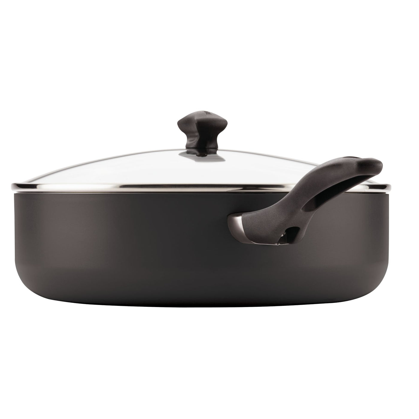 The 6-Quart Nonstick Jumbo Cooker is ideal for party-sized portions and comes with a glass lid and single handle. Additionally, it is dishwasher safe for convenient cleaning.