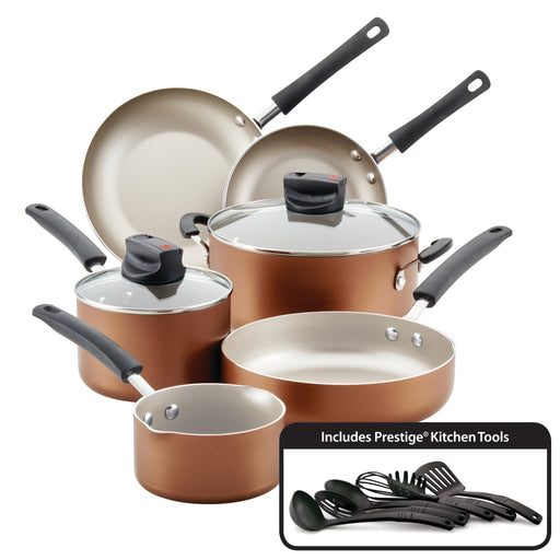 Farberware 14-Piece Easy Clean Pro Ceramic Nonstick Pots and Pans  Set/Cookware Set, Brown Pots and Pans Cooking Pots Set