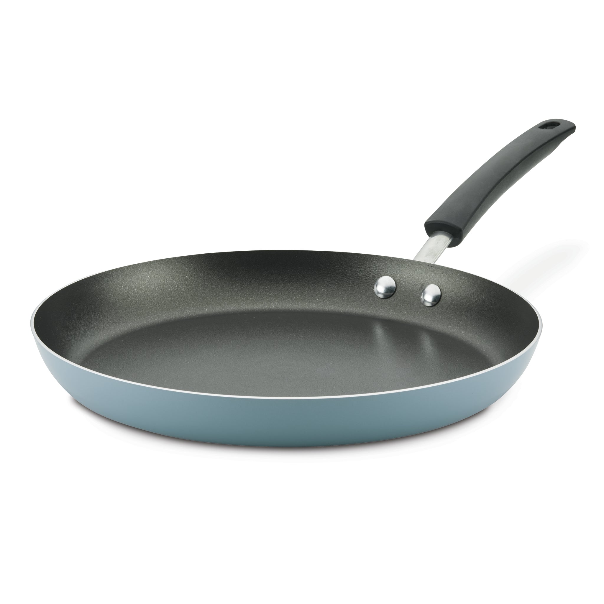 Nonstick Frying Pan with aluminum construction, featuring a gray exterior and a black handle.