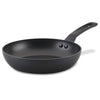 The 10-Inch Frying Pan, featuring a sleek black design and a sturdy handle, rests on a white background. It proudly showcases a nonstick surface for easy cooking and cleaning.