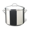 The Classic Series Stainless Steel Stockpot With Lid, featuring durable handles, is set against a white background to ensure long-lasting performance.