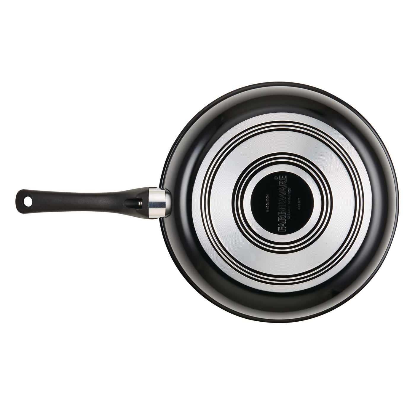 Part of the 12-Piece Copper Ceramic Nonstick Cookware Set, this black frying pan comes with a metal base and black handle, enhanced with CopperSlide technology for effortless cooking. The cookware is nonstick and dishwasher safe, making meal preparation and cleanup more convenient.