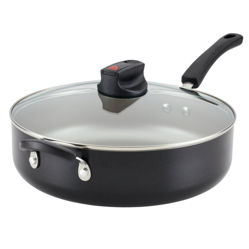 Large Deep Frying Pan With Glass Lid Non Stick Saute Fry Pan T fal