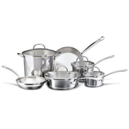 Uniware Stainless Steel Cookware Set (12 Pcs Stainless Steel Brown Handle Pot and Pan Set)