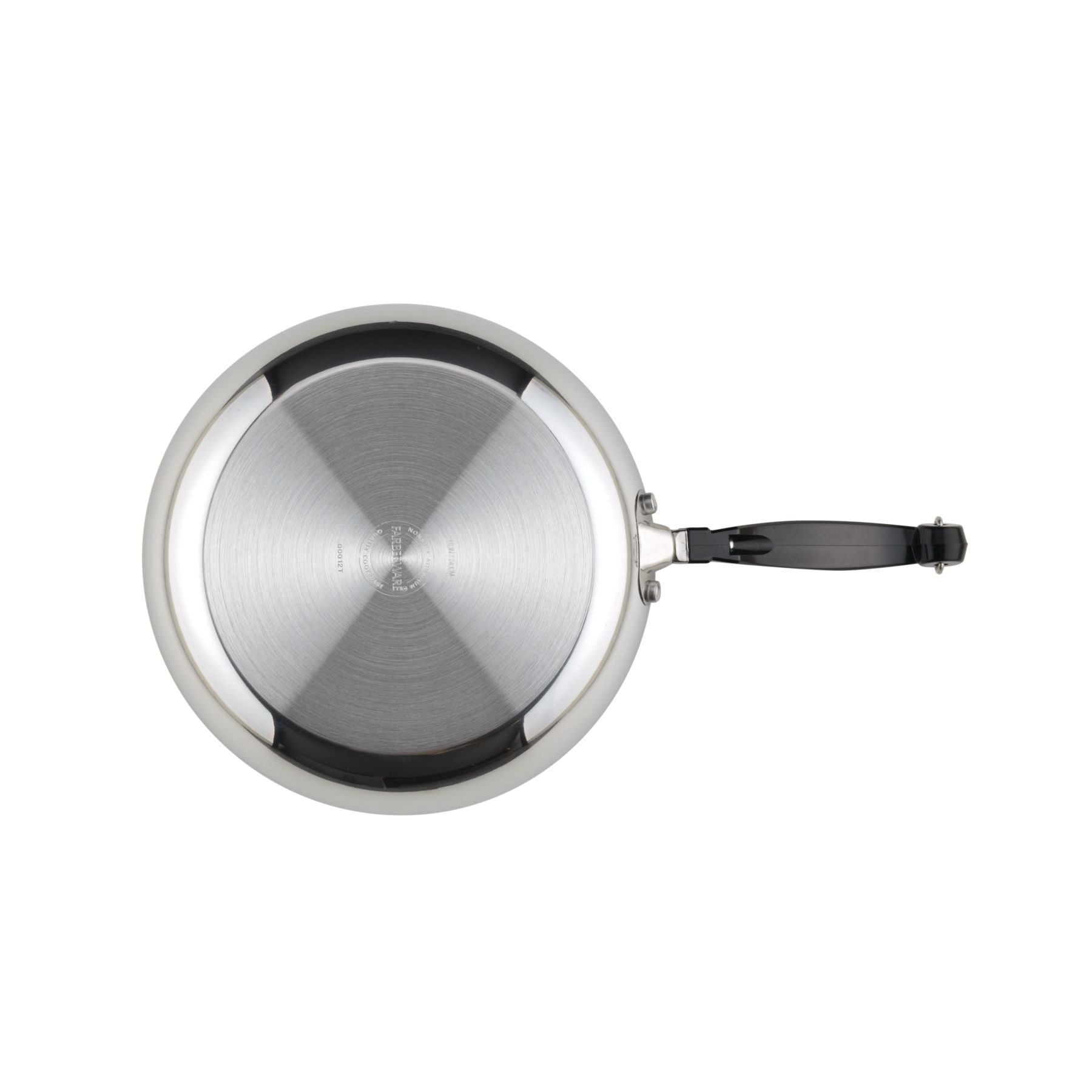 The Classic Series Stainless Steel 15-Piece Cookware Set includes a nonstick frying pan with a sleek black handle, designed for dishwasher-safe convenience that can be admired from above.