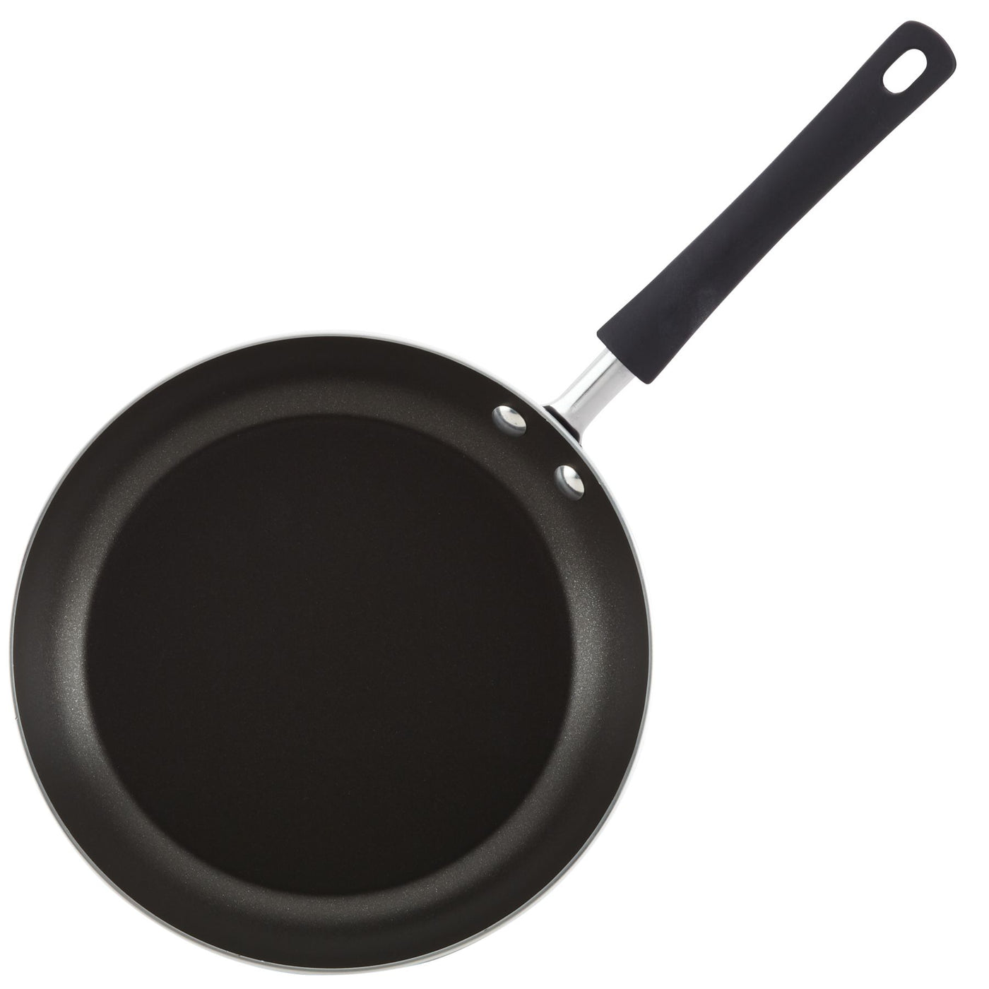 Introducing the Nonstick Frying Pan, featuring a sleek black design with durable aluminum construction and a comfortable black handle, set against a crisp white background.
