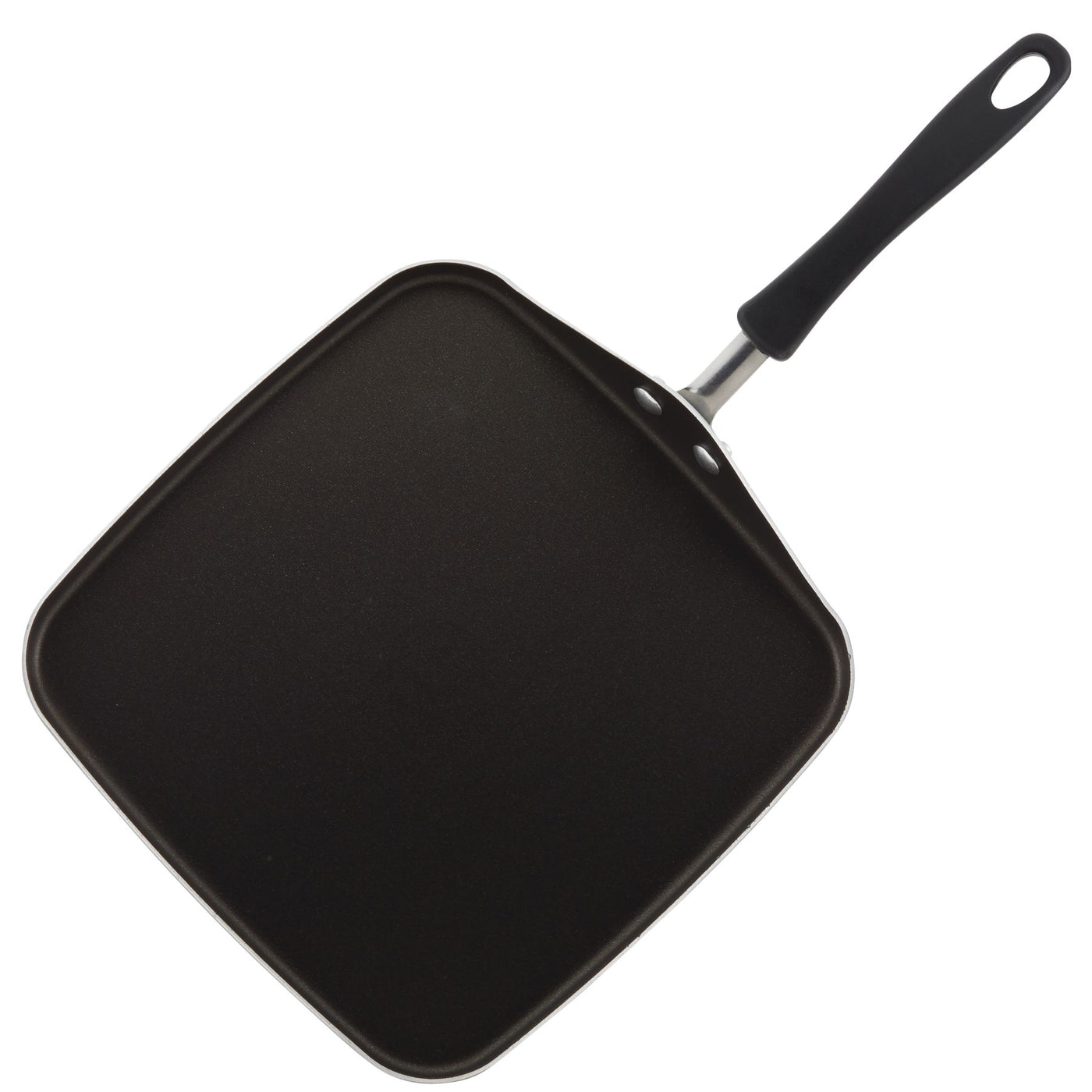The 11-Inch Nonstick Square Griddle with a black handle is set against a white background and includes DiamondMax nonstick coating for effortless food release.