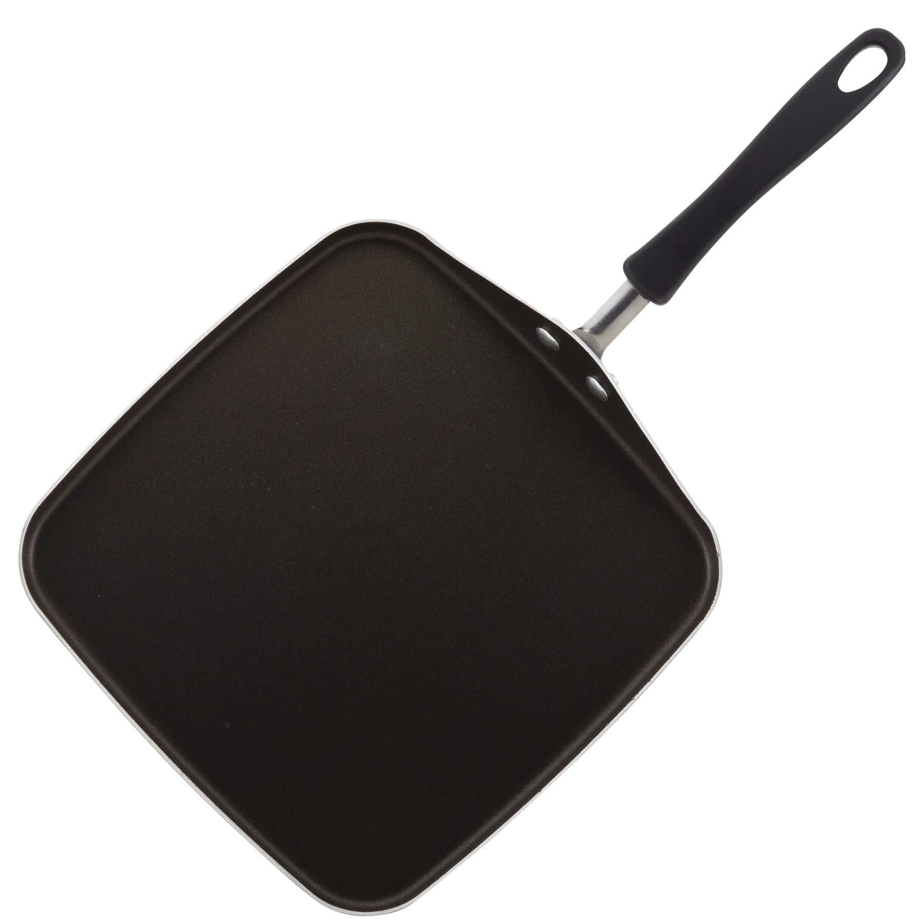 The 11-Inch Nonstick Square Griddle with a black handle is set against a white background and includes DiamondMax nonstick coating for effortless food release.