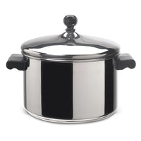 Introducing the Classic Series Stainless Steel 4-Qt. Saucepot, featuring a sleek design with a lid and black handles, ideal for making creamy mashed potatoes. Plus, it’s dishwasher safe for hassle-free cleanup.