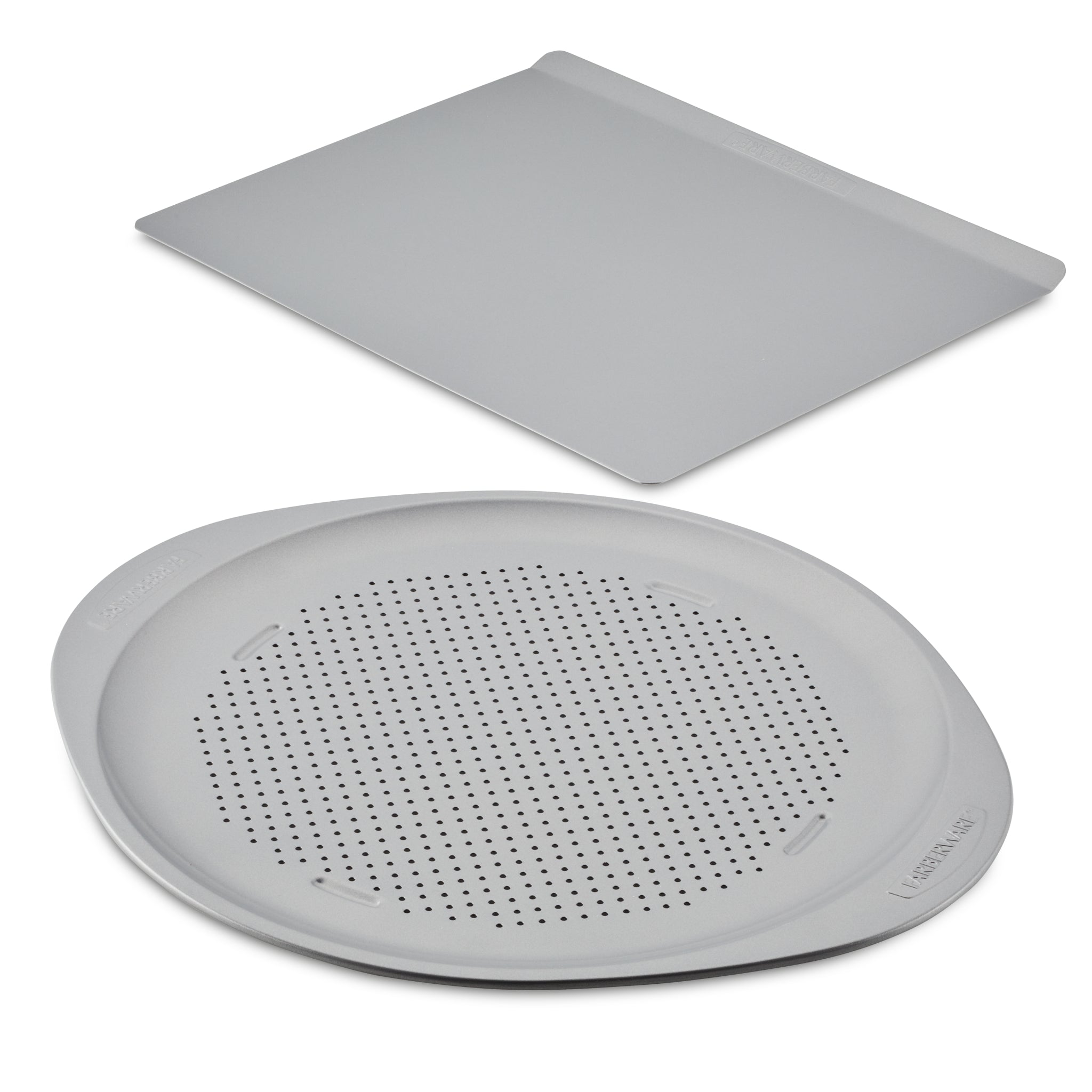 The Nonstick Baking Sheet and Pizza Crisper Pan Set is the ultimate duo for your kitchen essentials. Perfect for all your baking needs, this set ensures effortless cooking and easy cleanup.