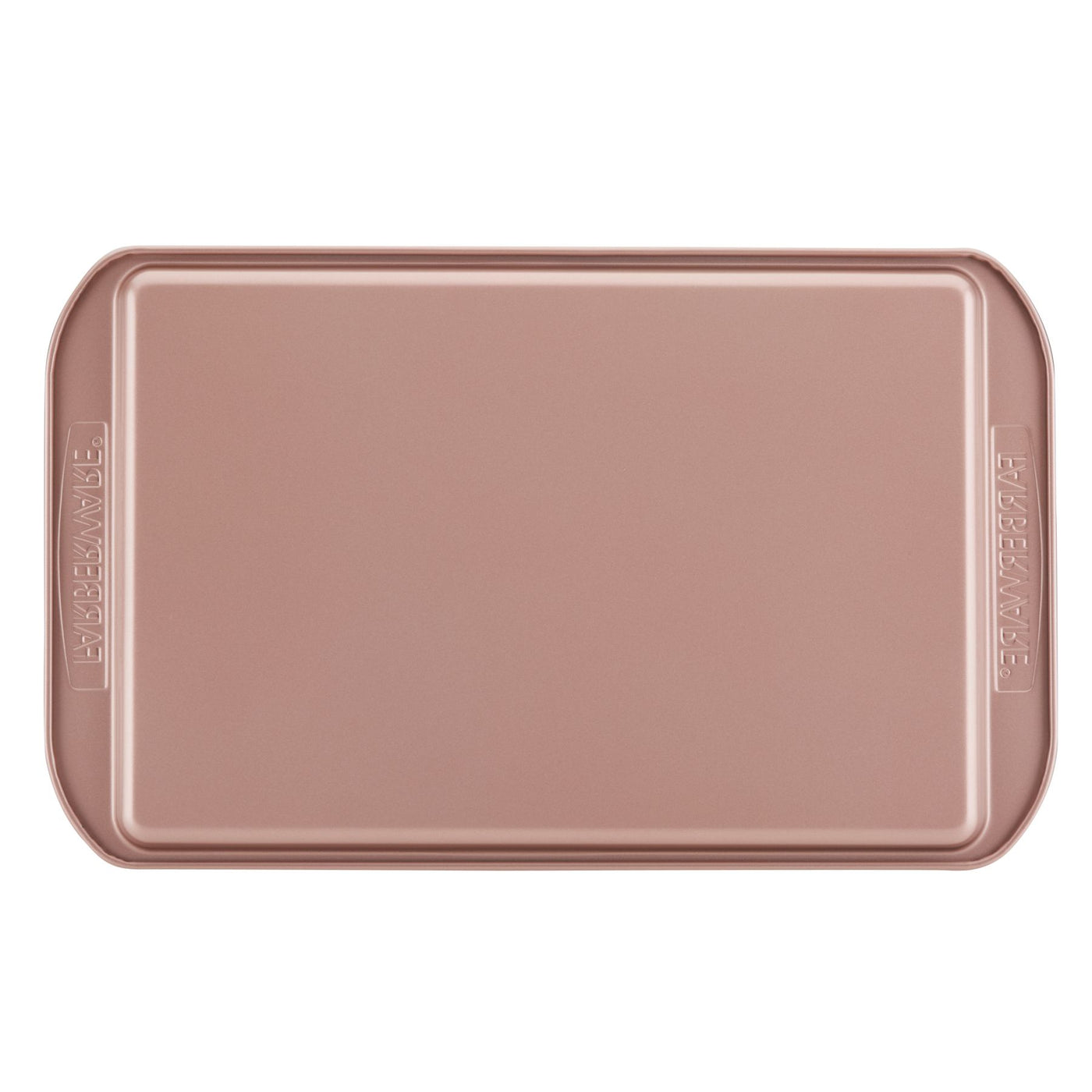 The Cookie Pan, featuring a rectangular non-stick design with a bronze finish, is perfect for baking cookies and is shown from an overhead perspective.