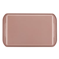 The Cookie Pan, featuring a rectangular non-stick design with a bronze finish, is perfect for baking cookies and is shown from an overhead perspective.