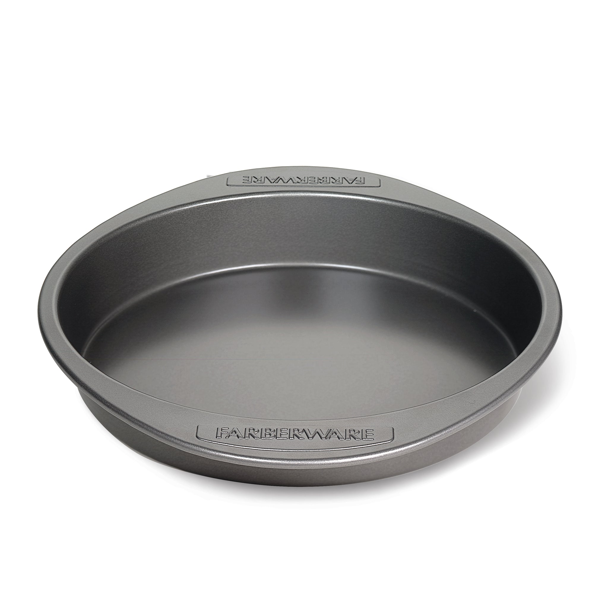 Farberware's 9-Inch Round Cake Pan is a durable nonstick option, designed with side handles for easy cleanup.